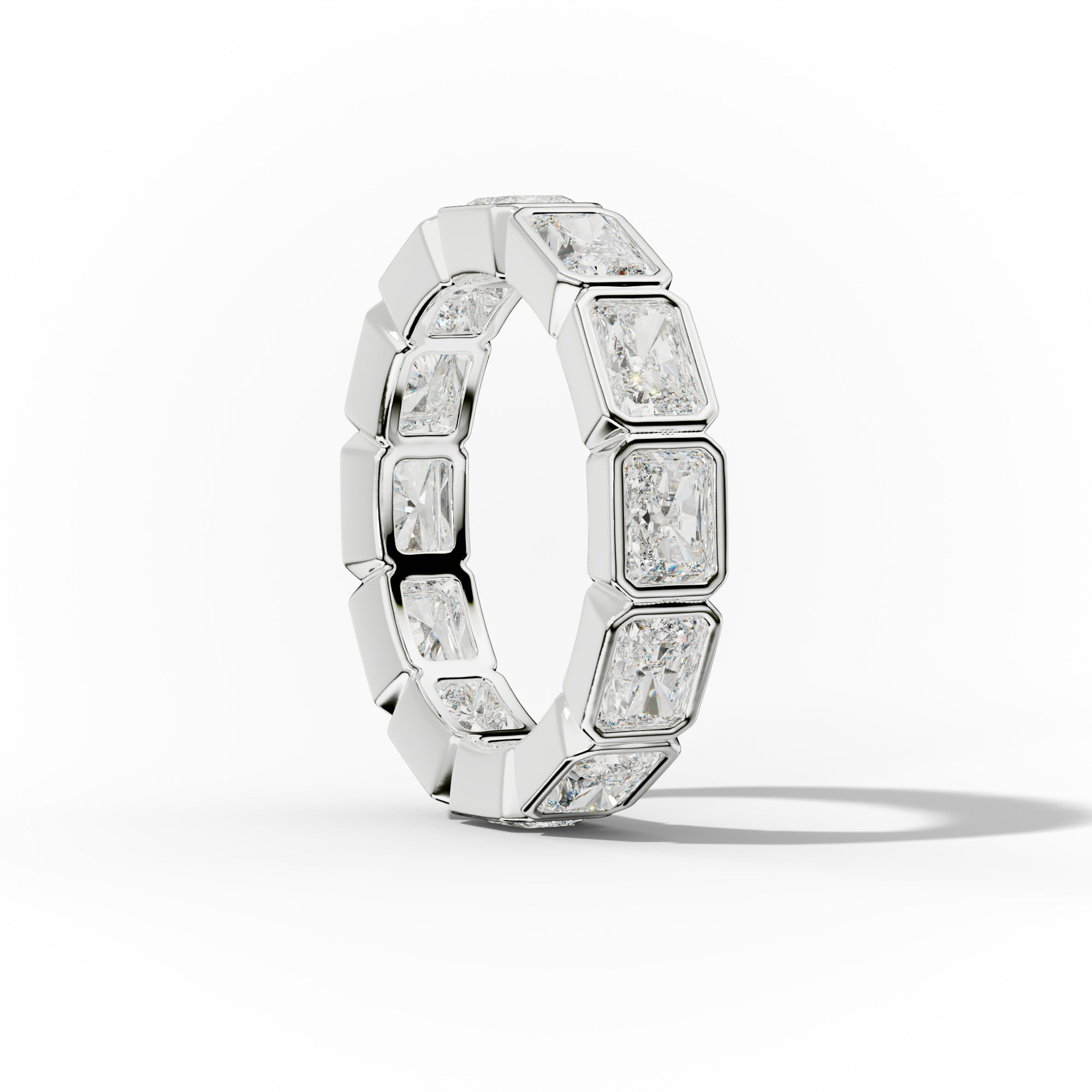 4.0 Carat East West Radiant Cut Bezel Set Diamond Eternity Band